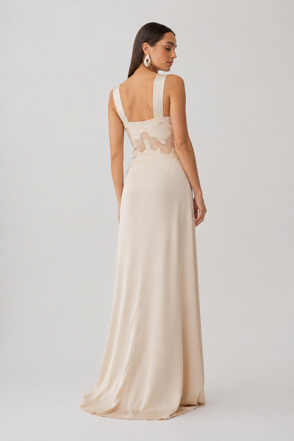 Olina Satin Lace Maxi Dress