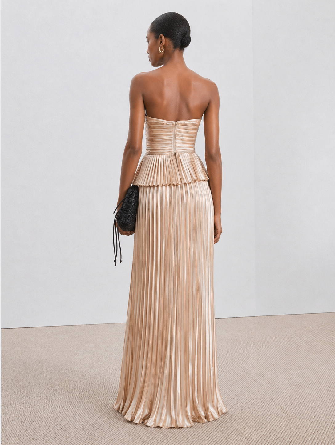 Sofia Pleated Maxi Dress Champagne
