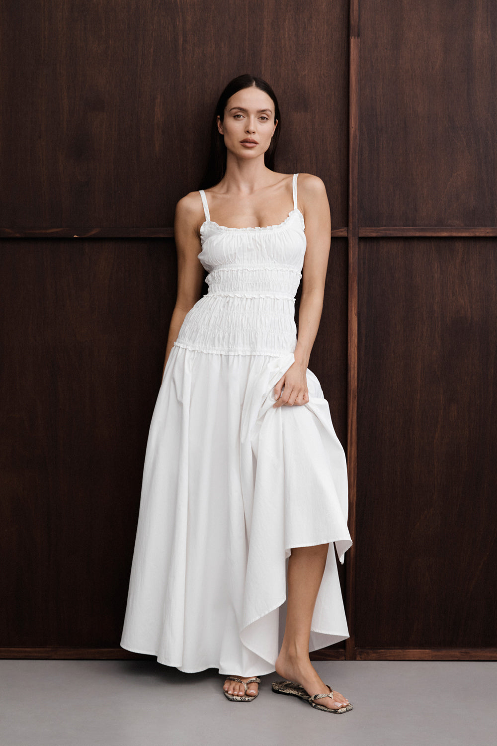 TOBY WHITE COTTON MIDI DRESS