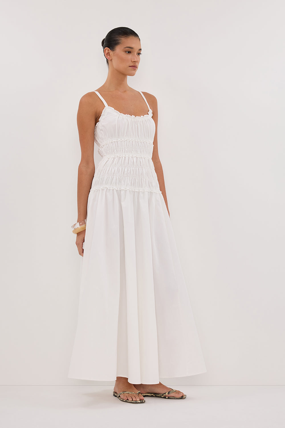 TOBY WHITE COTTON MIDI DRESS