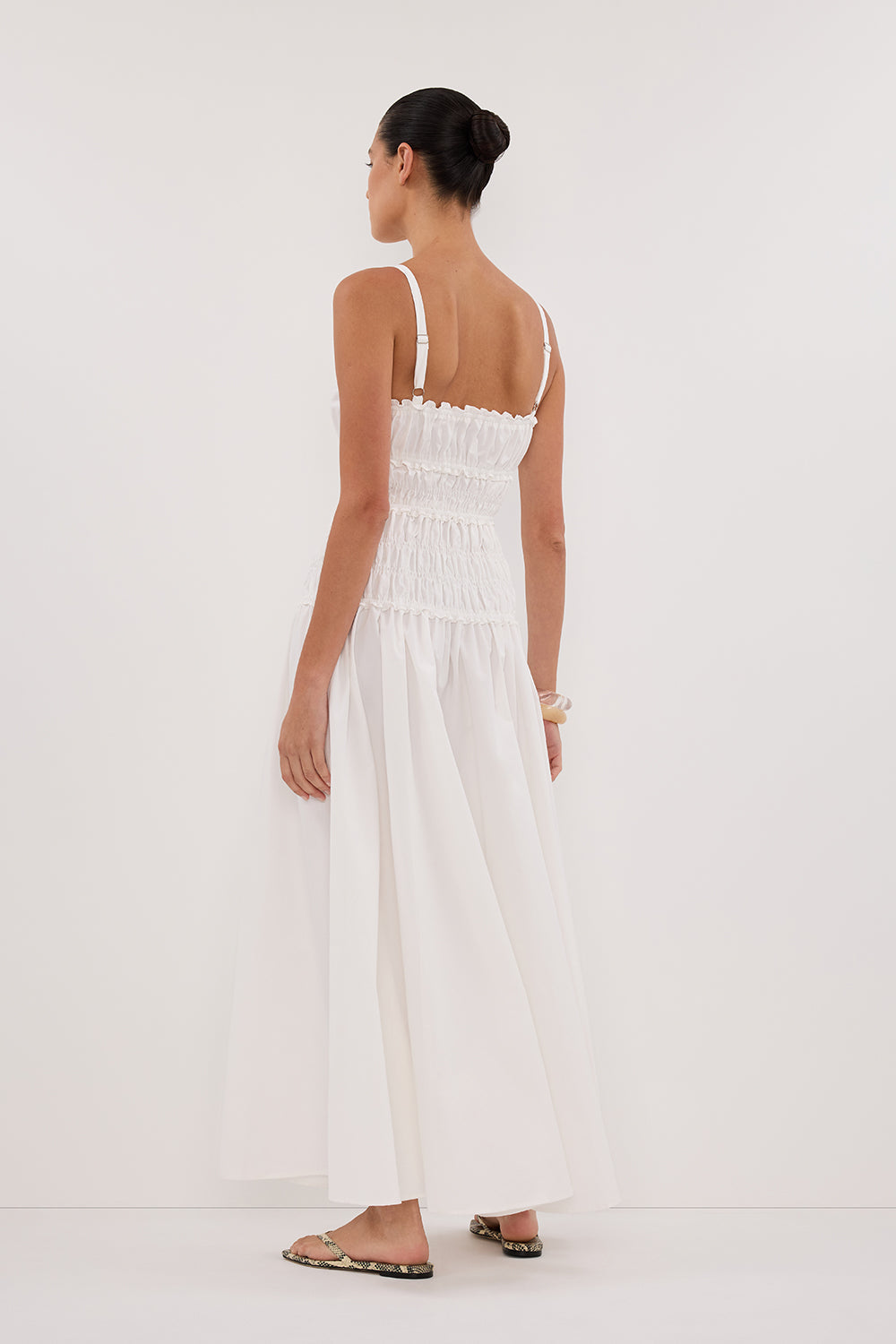 TOBY WHITE COTTON MIDI DRESS