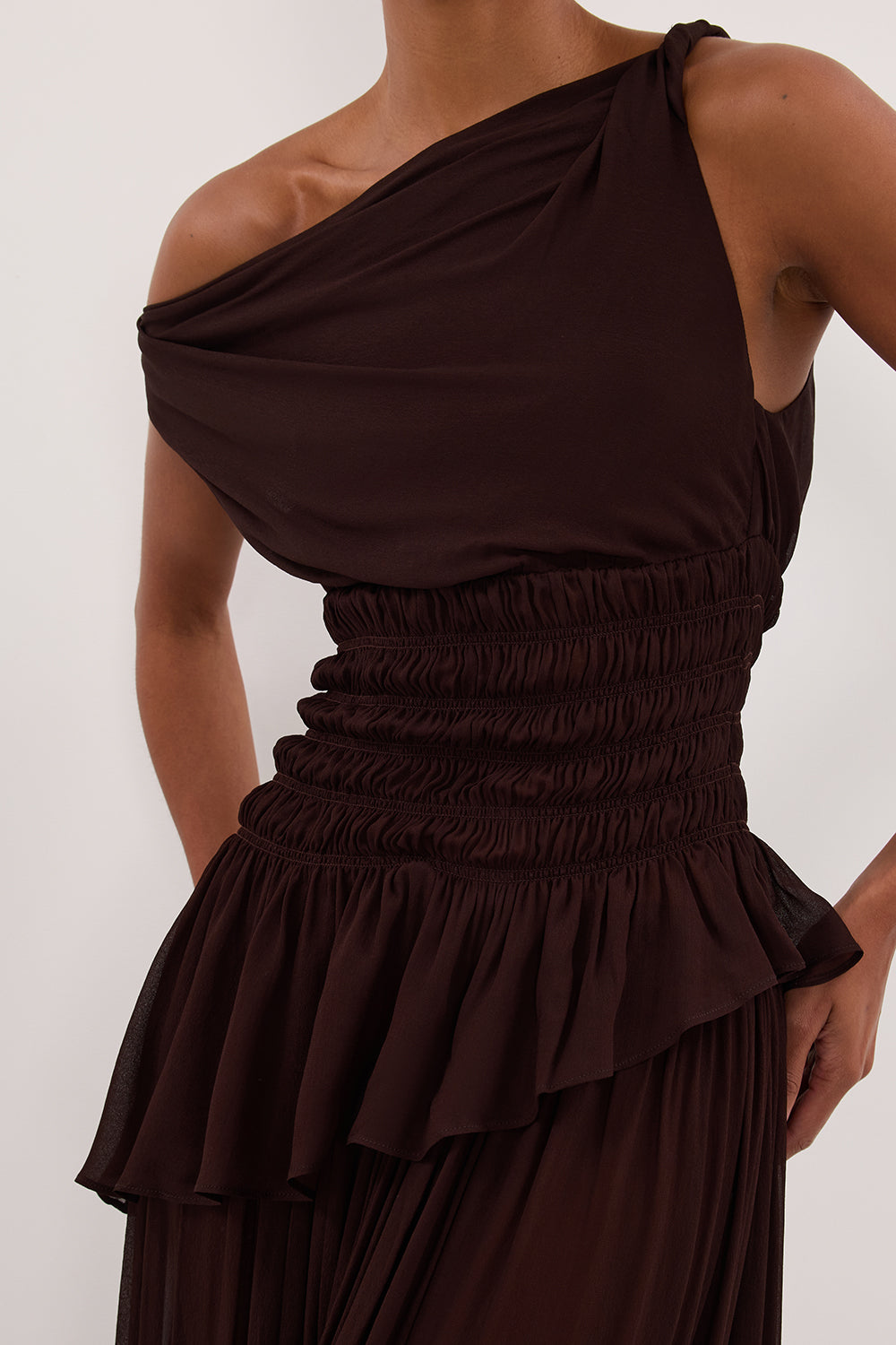 TIANA DARK CHOC ASYM TOP