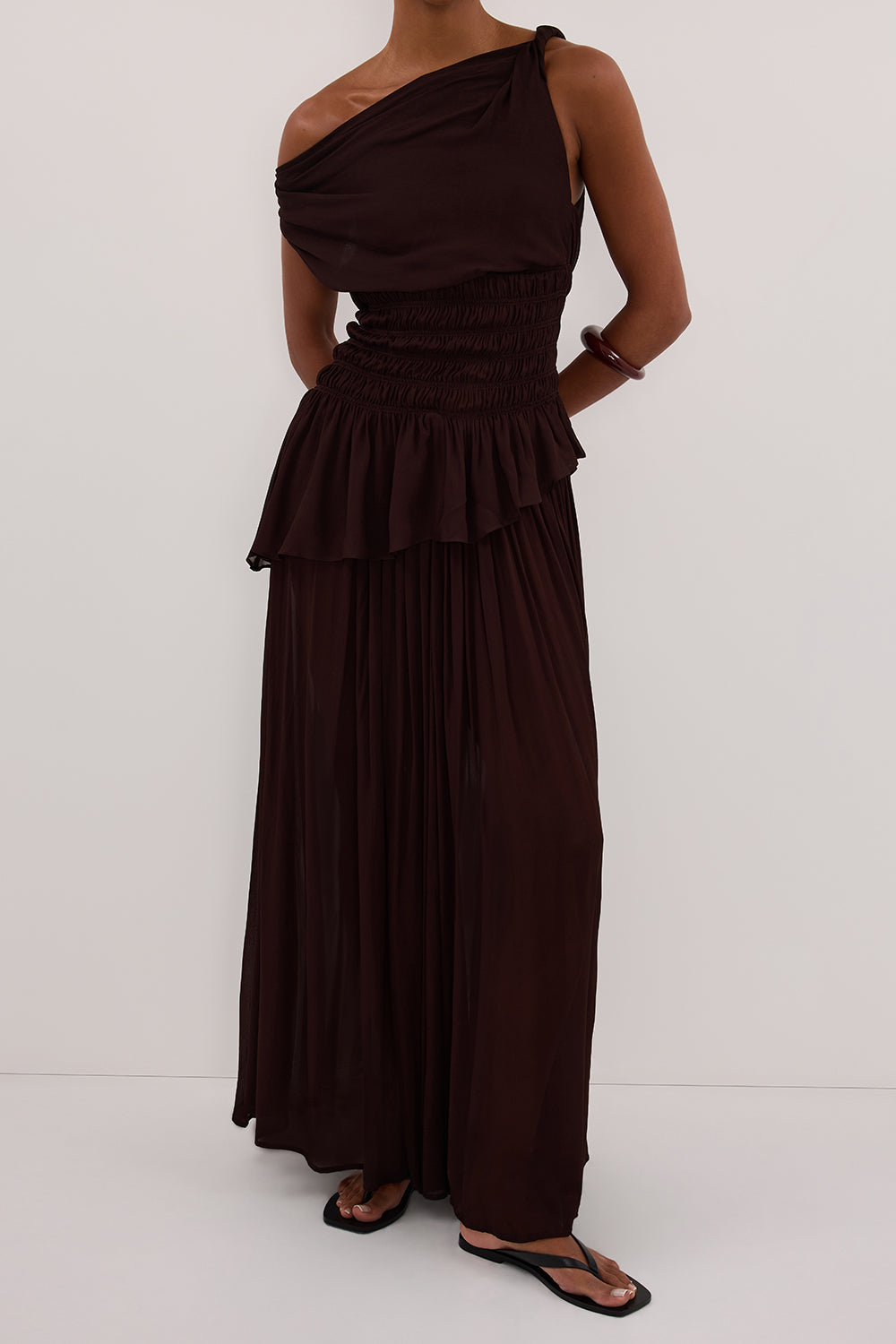 TIANA DARK CHOC MIDI SKIRT