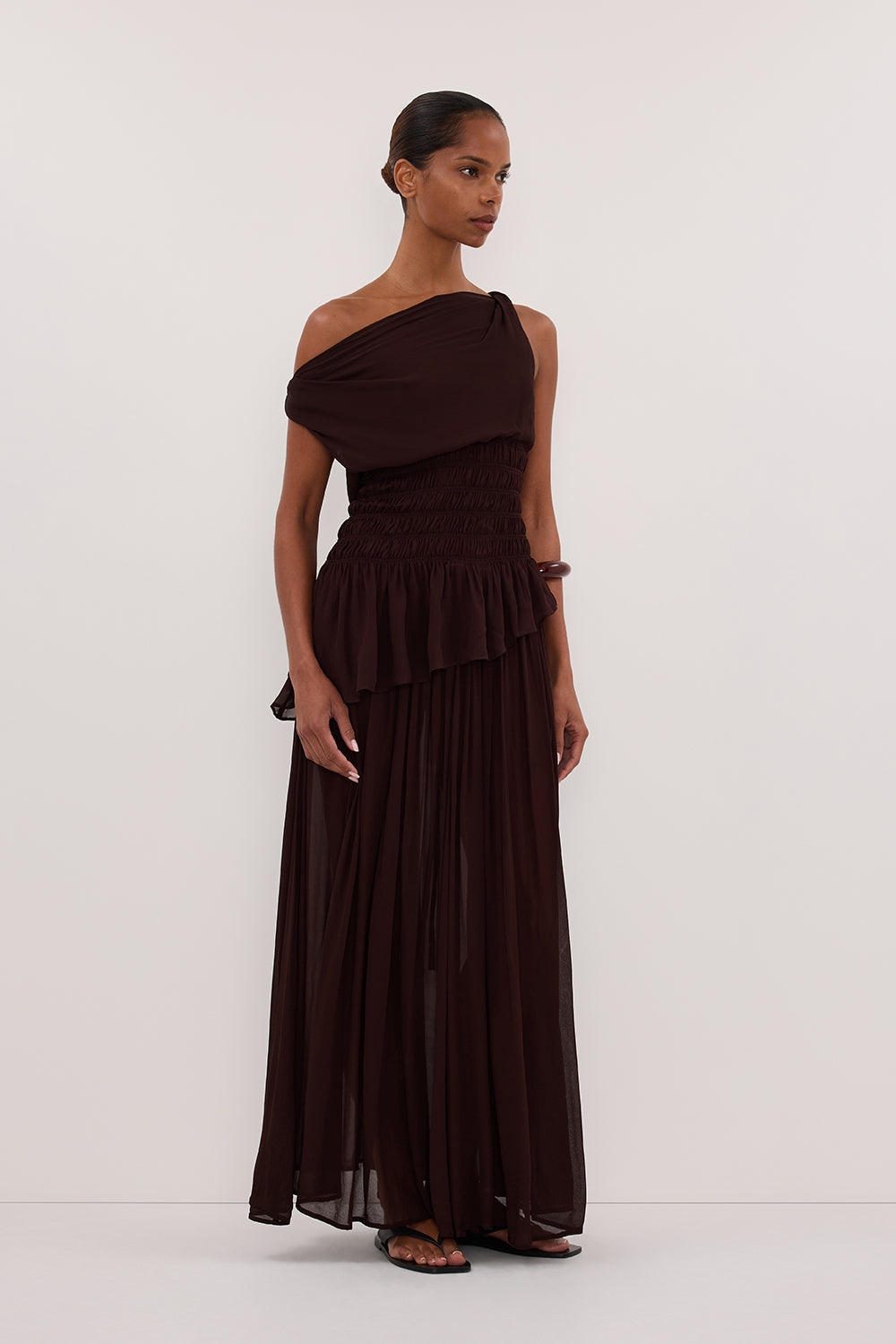 TIANA DARK CHOC MIDI SKIRT