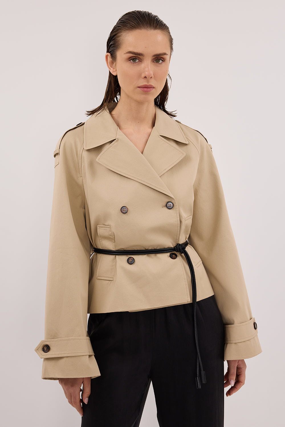 GABRIEL NATURAL CROPPED TRENCH COAT