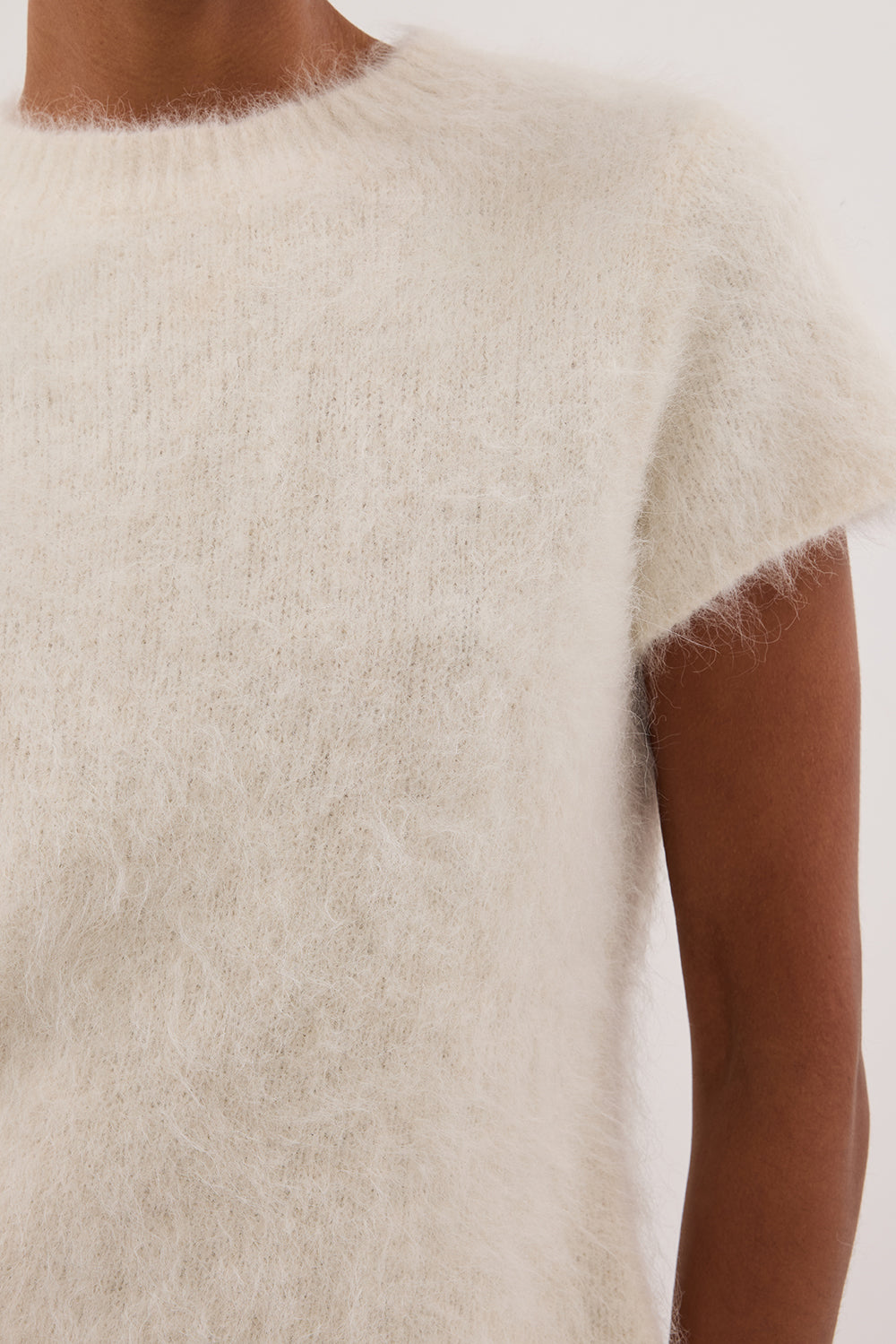 SALMA IVORY CAP SLEEVE KNIT TOP