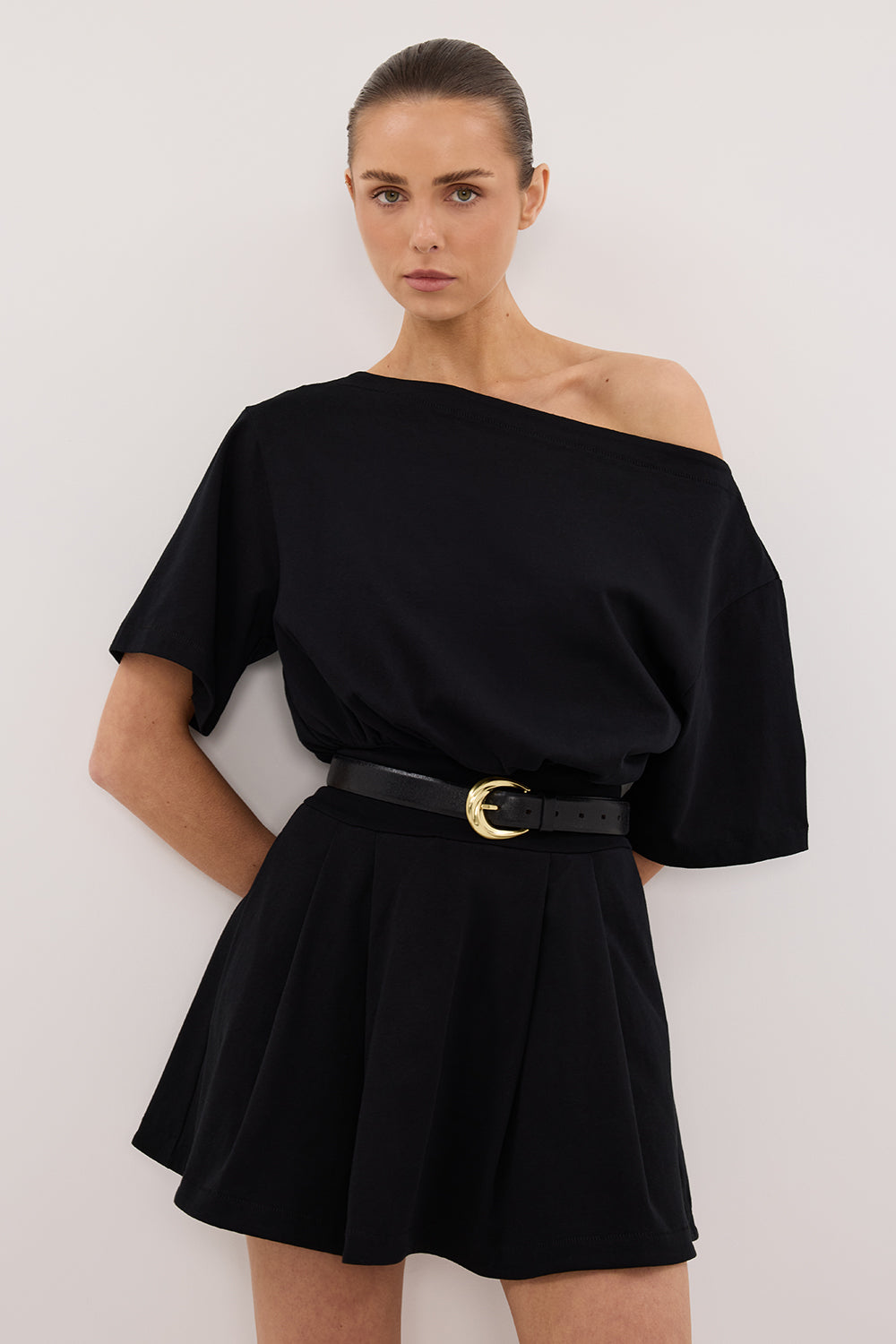 ESME BLACK ASYM MINI DRESS