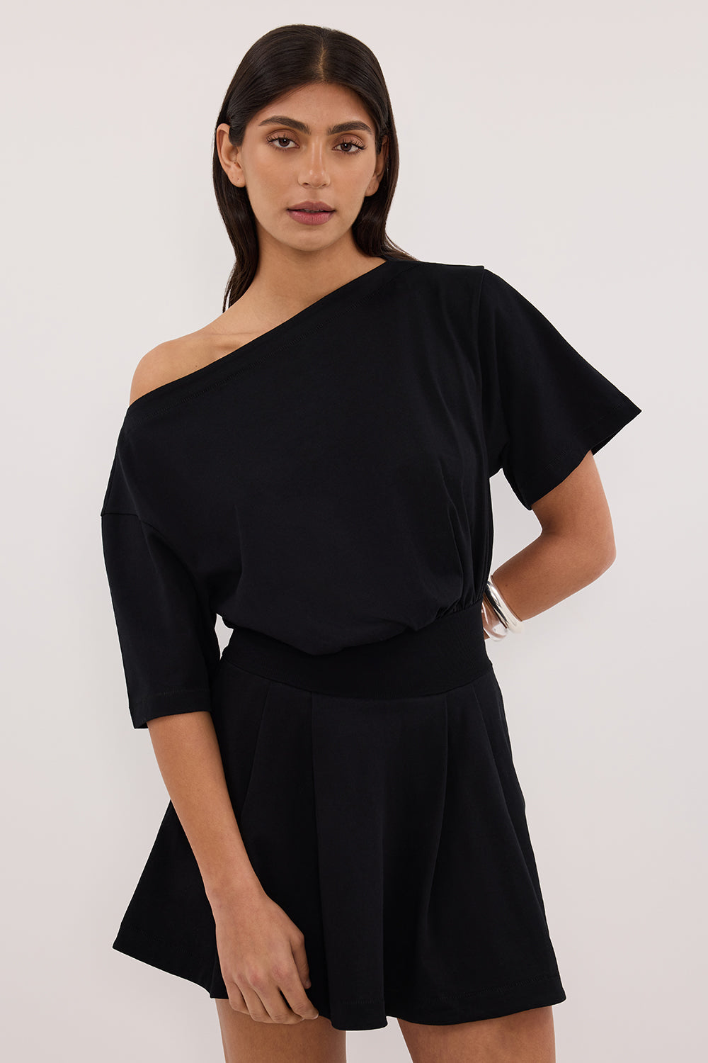 ESME BLACK ASYM MINI DRESS