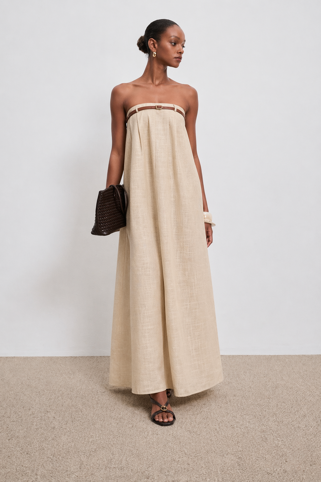 June Strapless Cotton Maxi Dress