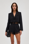 Maia Cropped Lace Trim Blazer