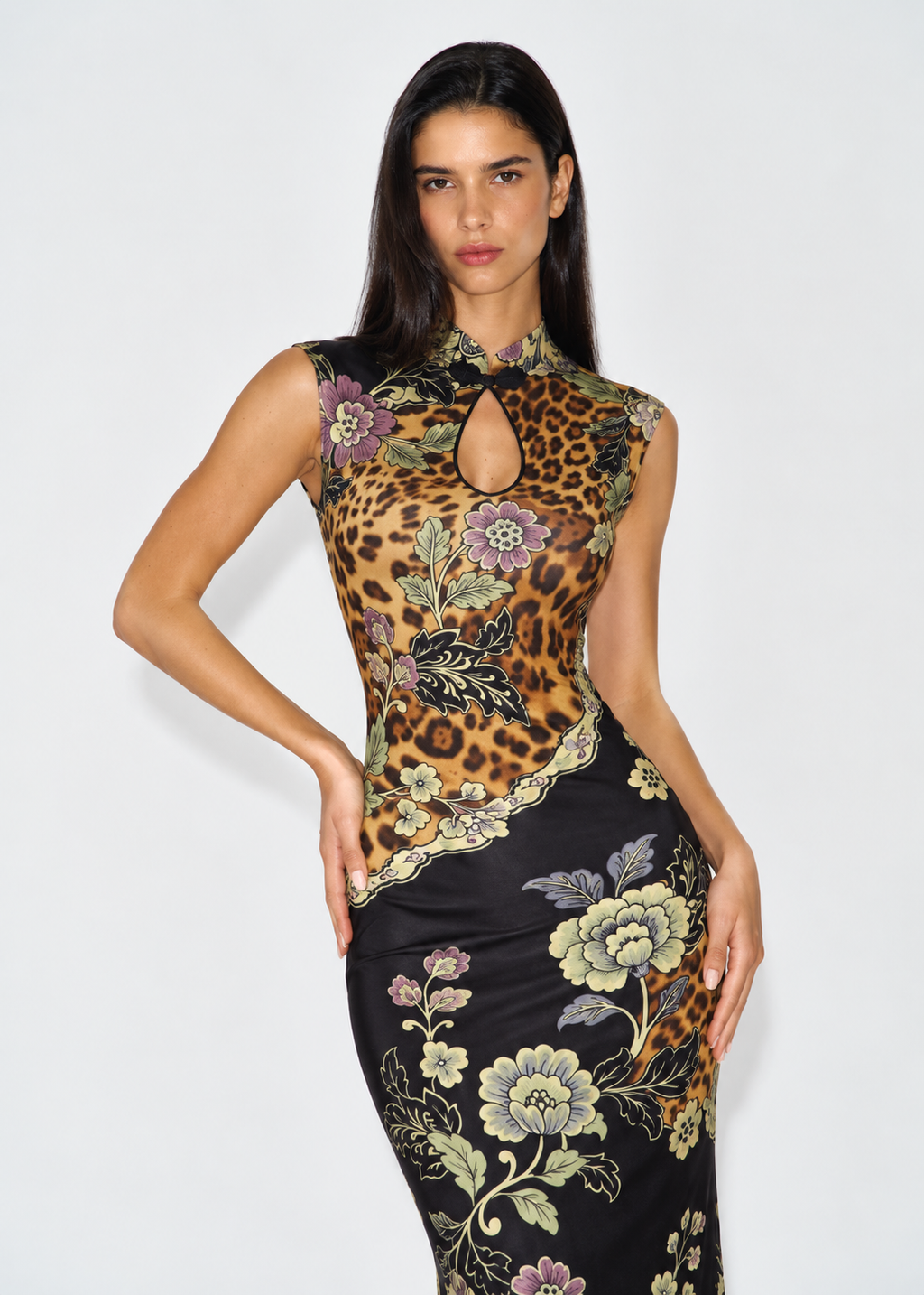Amara Floral Leopard Maxi Dress