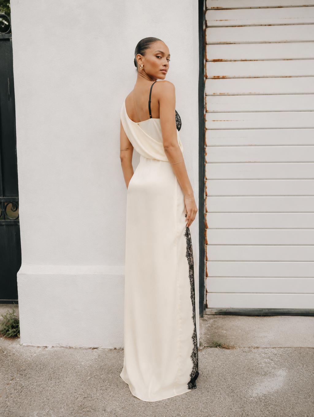 Clara Satin Lace Maxi Dress
