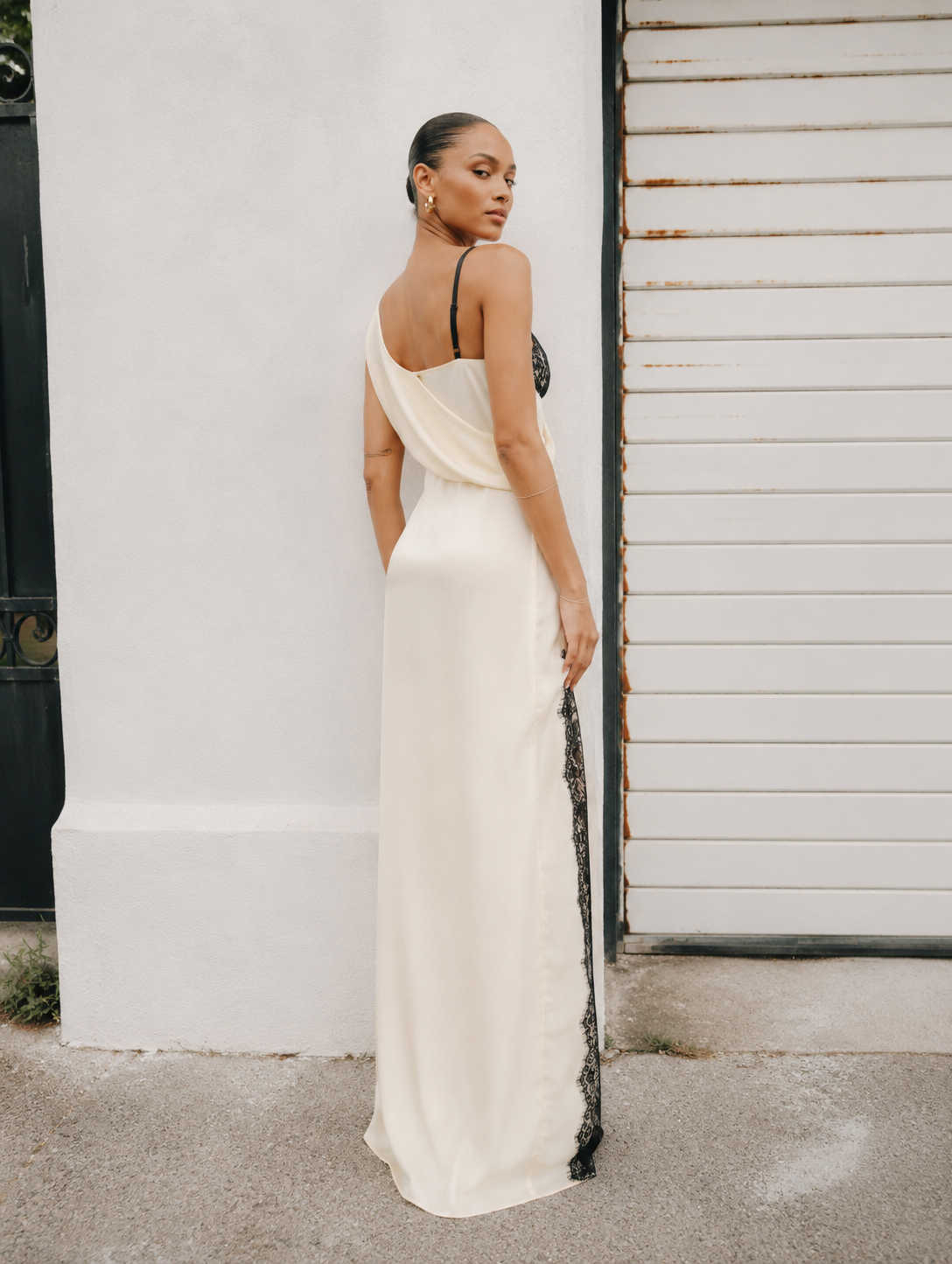 Clara Satin Lace Maxi Dress