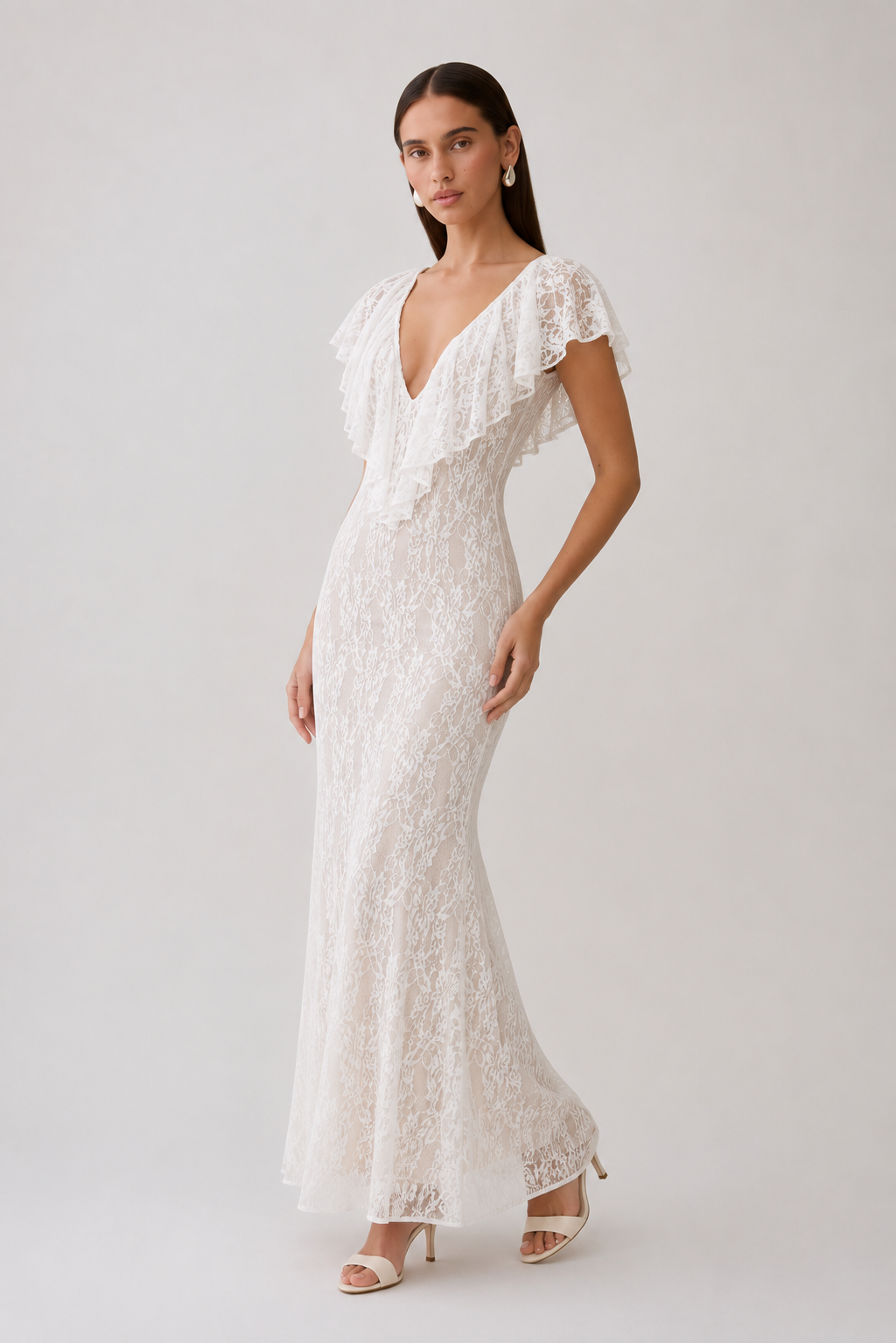 Isabelle Lace Ruffle Maxi Dress