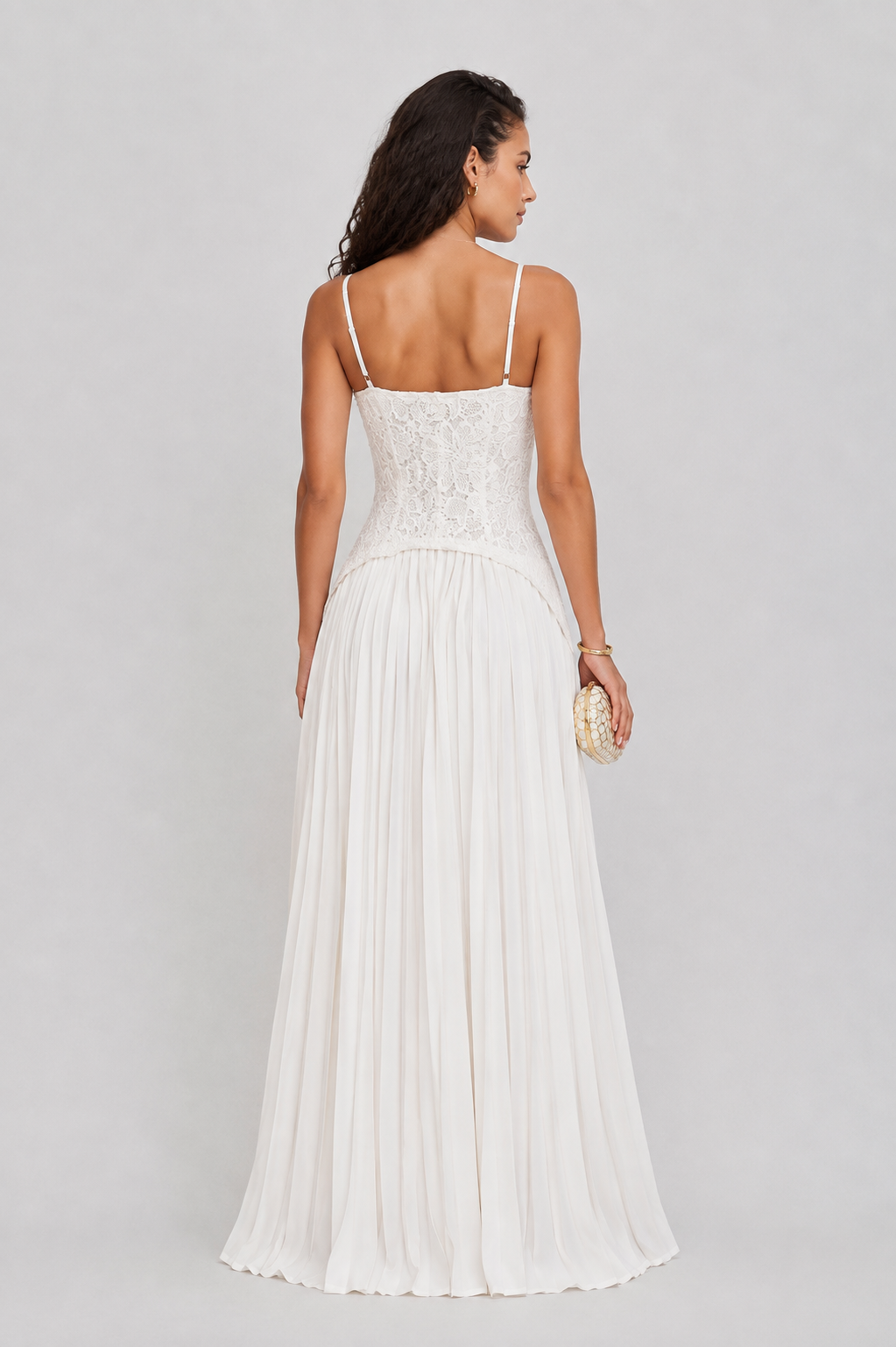 Solene Lace Pleated Dress