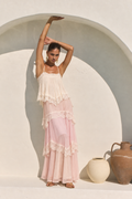 Joyce Lace Tiered Maxi Dress - Pink