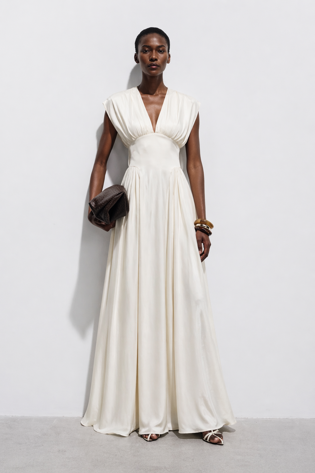 Roxie Satin Maxi Dress Cream