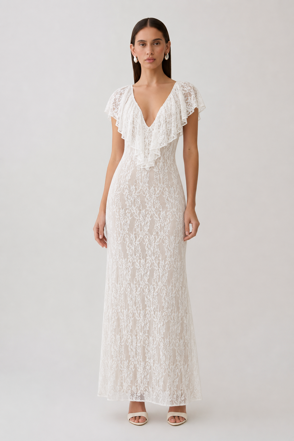 Isabelle Lace Ruffle Maxi Dress