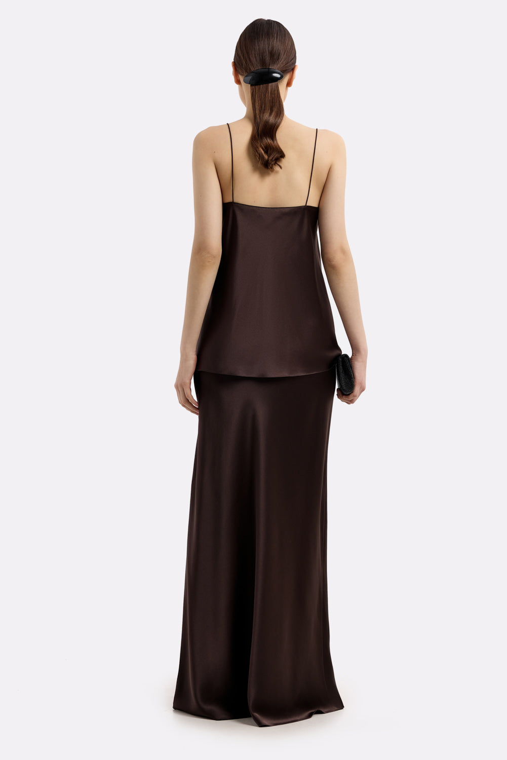 Hanna Espresso straight-neck silk-satin cami top - Image 5