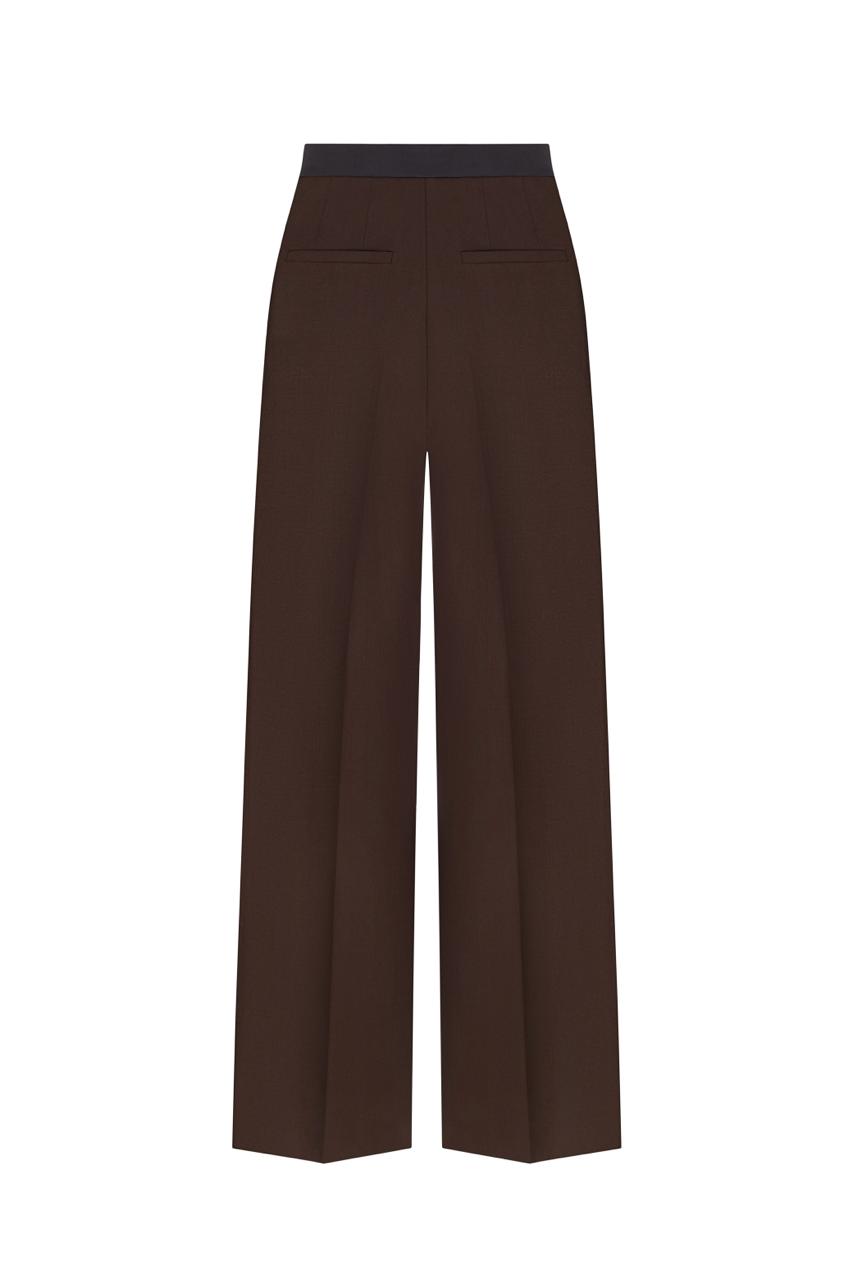 Straight-leg brown wool pants