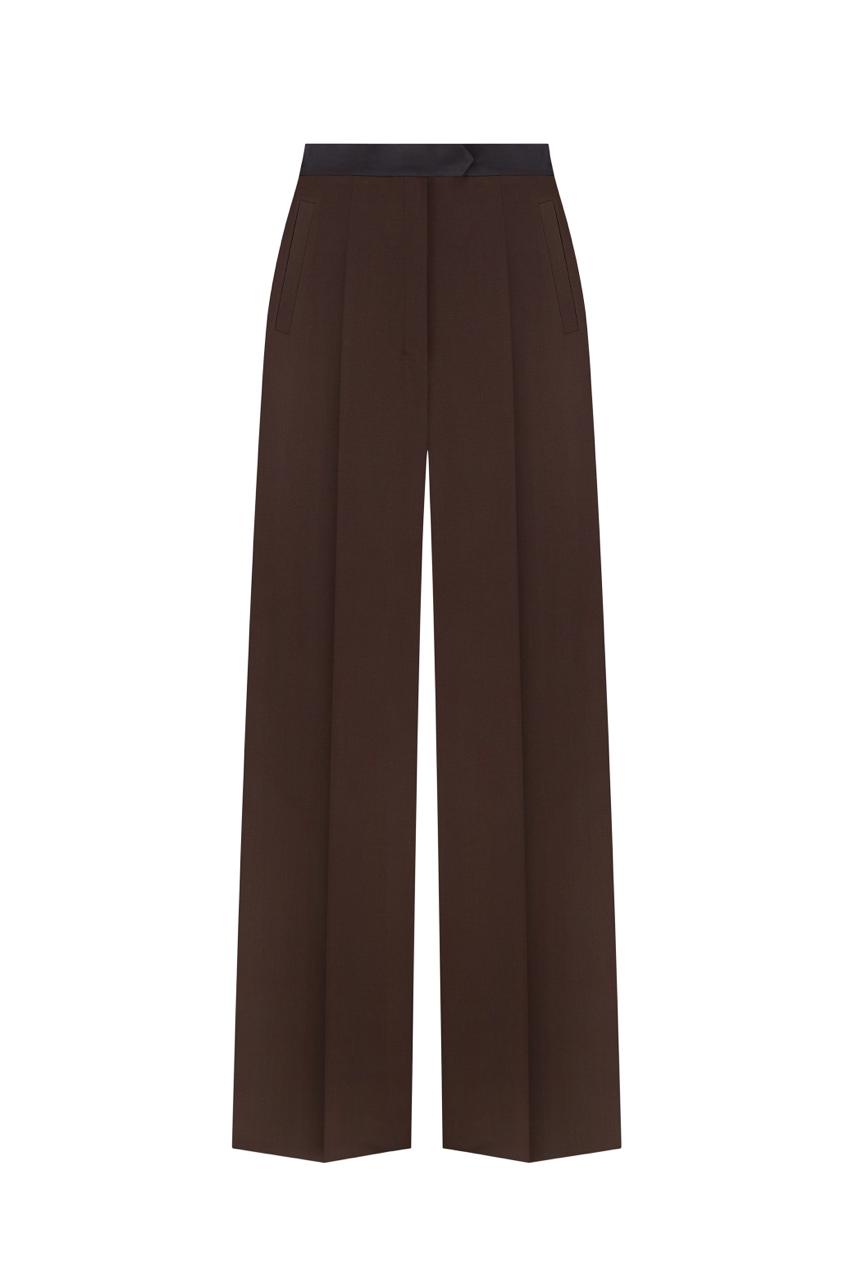 Straight-leg brown wool pants