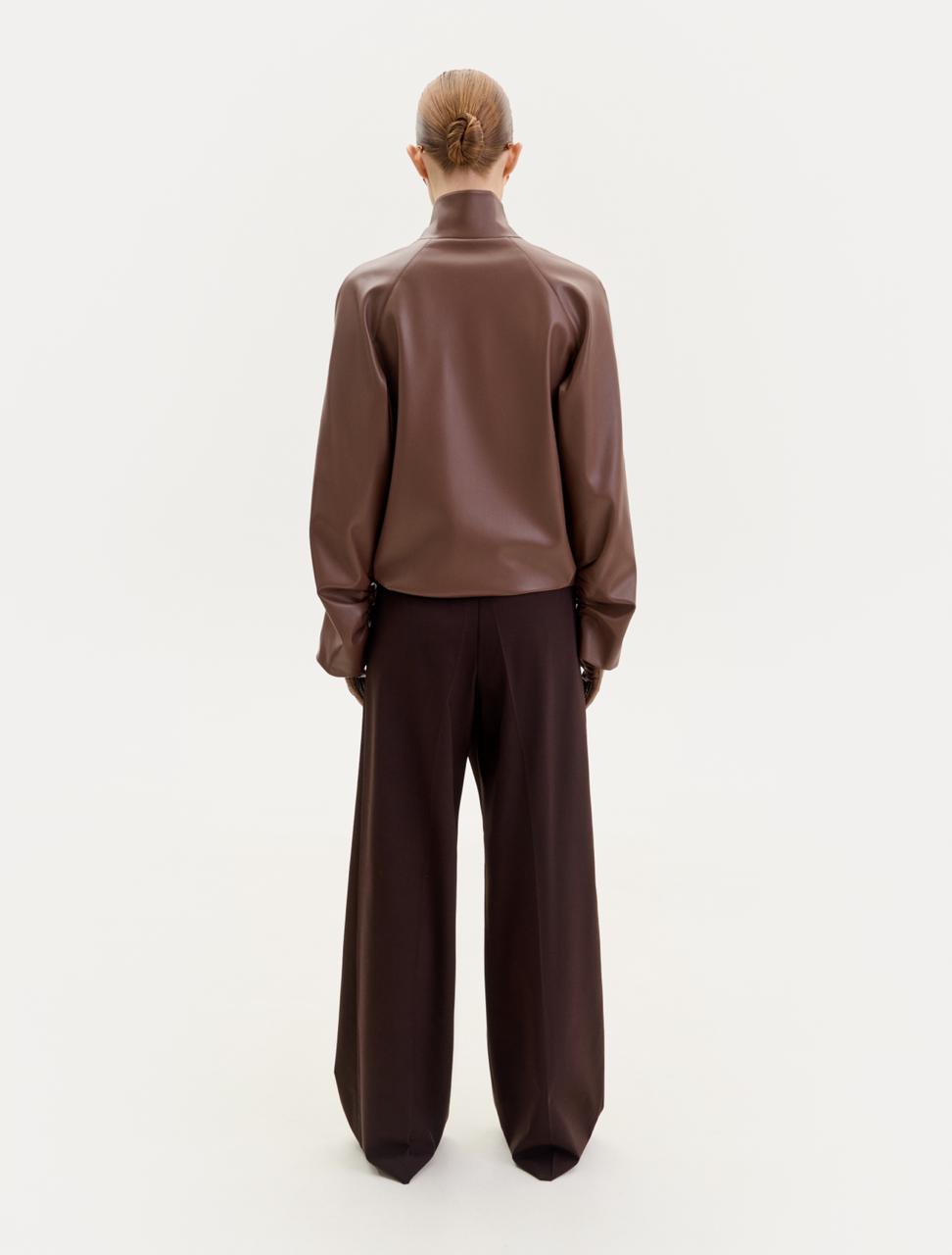 Brown wrap-front pants