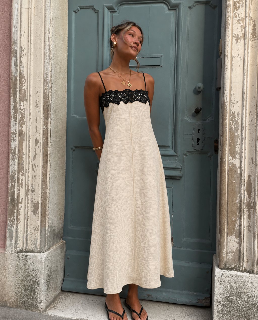 Élodie Lace Trim Maxi Dress