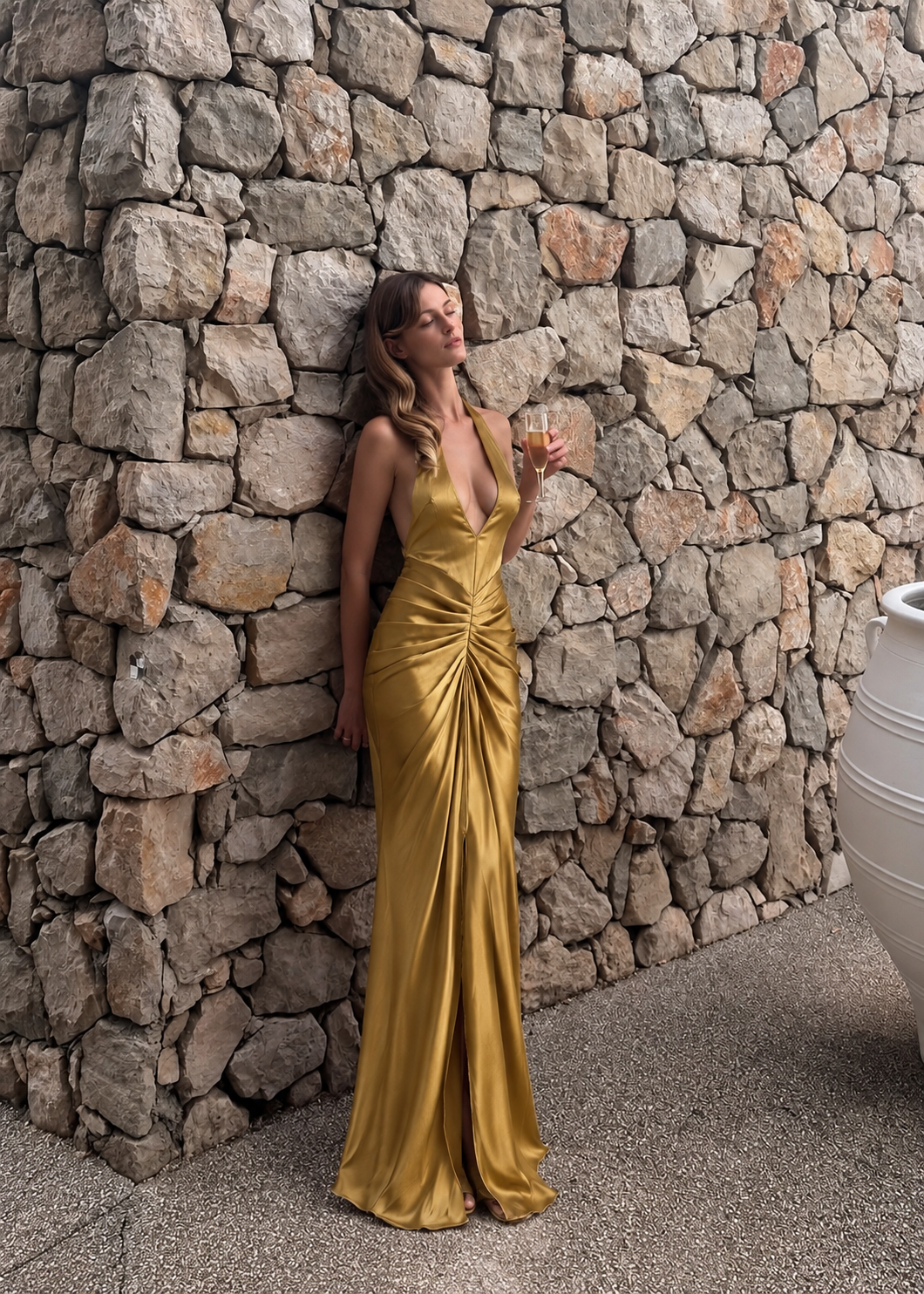 Rida Halter Backless Maxi Dress