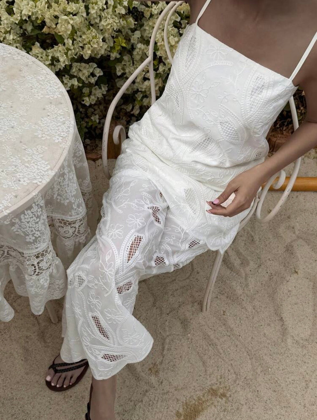 Beatrice Embroidered Lace Camisole & Pants Set