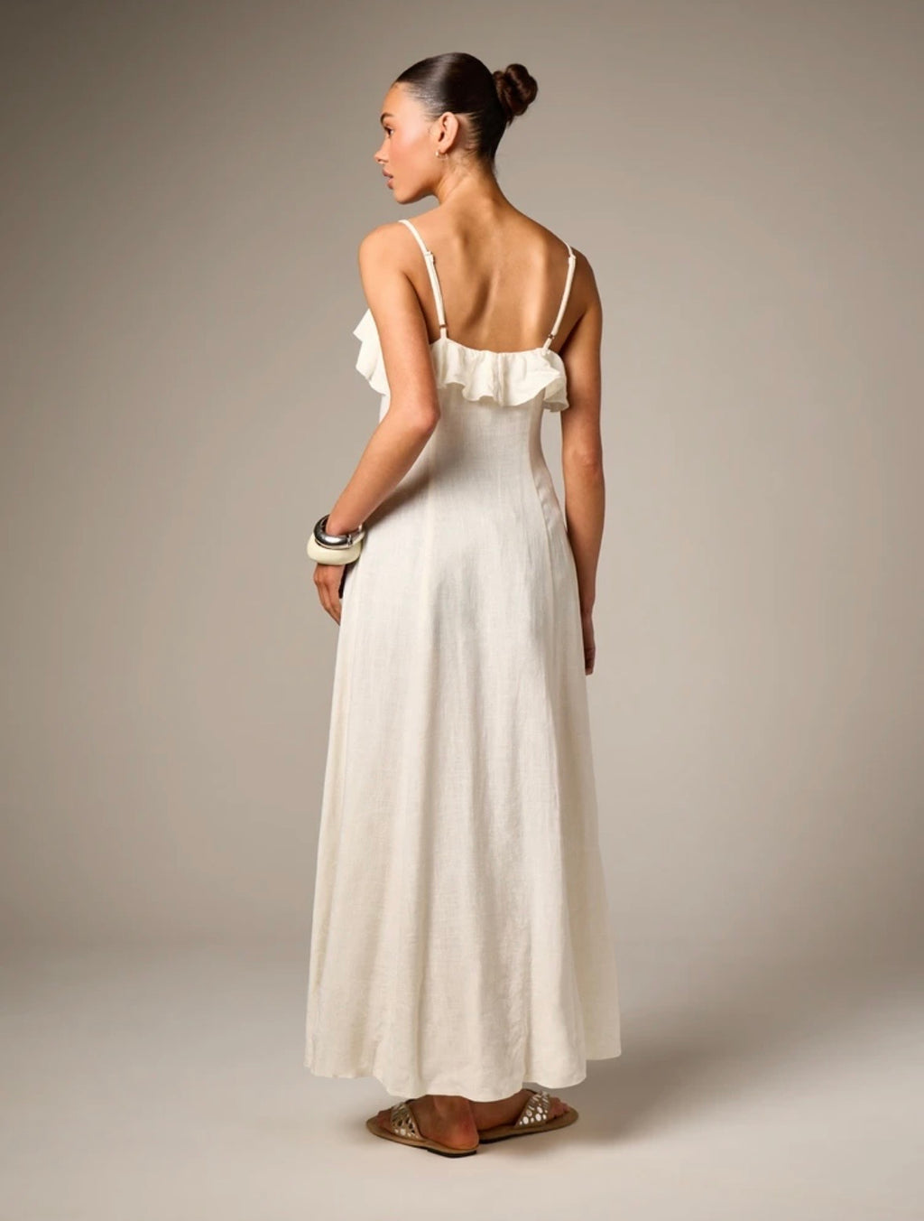Ruffle Tie-Front Linen Top