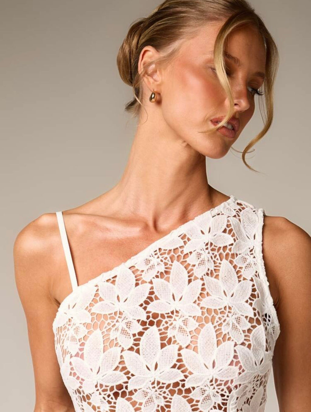 Serena Asymmetrical Floral Lace Top