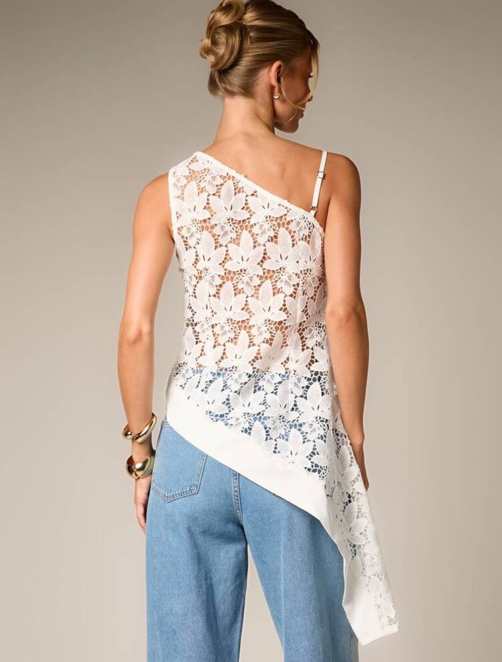 Serena Asymmetrical Floral Lace Top