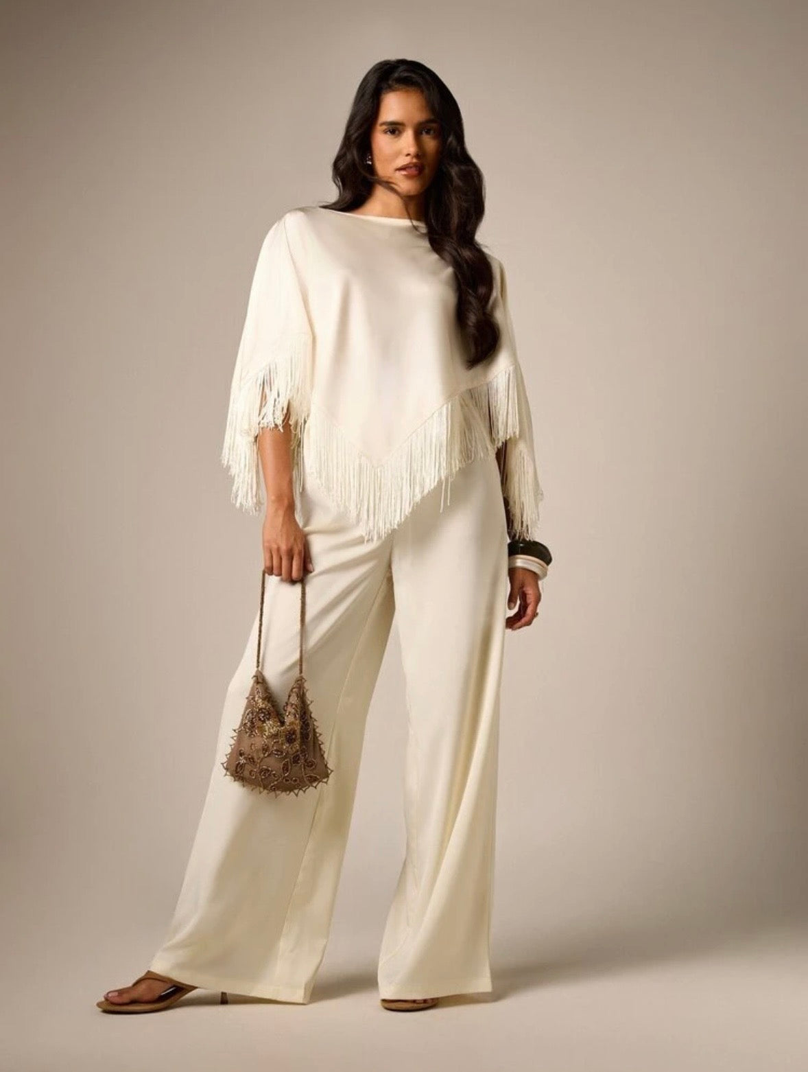 Georgina Satin Fringe Top
