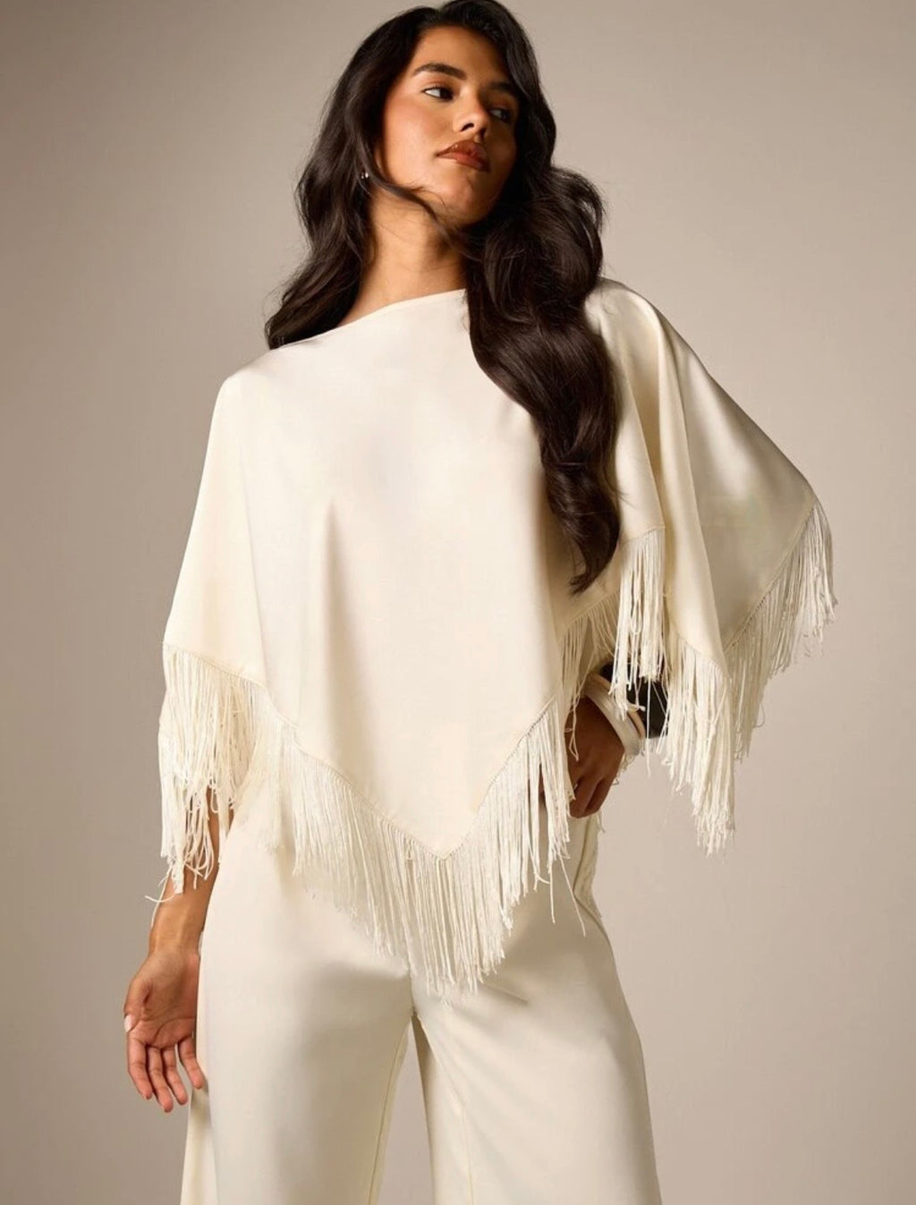 Georgina Satin Fringe Top