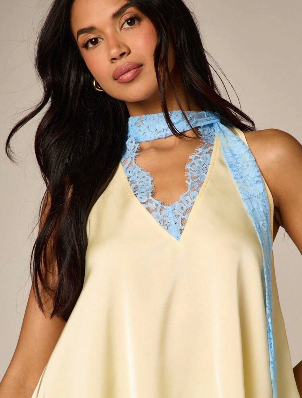 Elvie Satin Lace Top