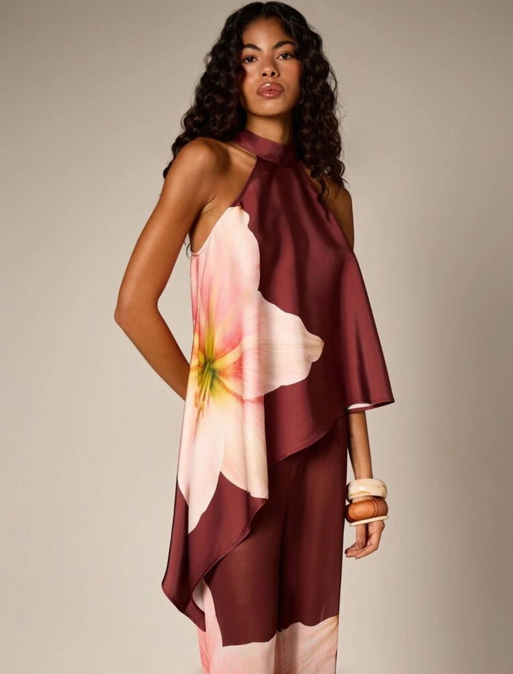 Palermo Floral Satin Halter Top