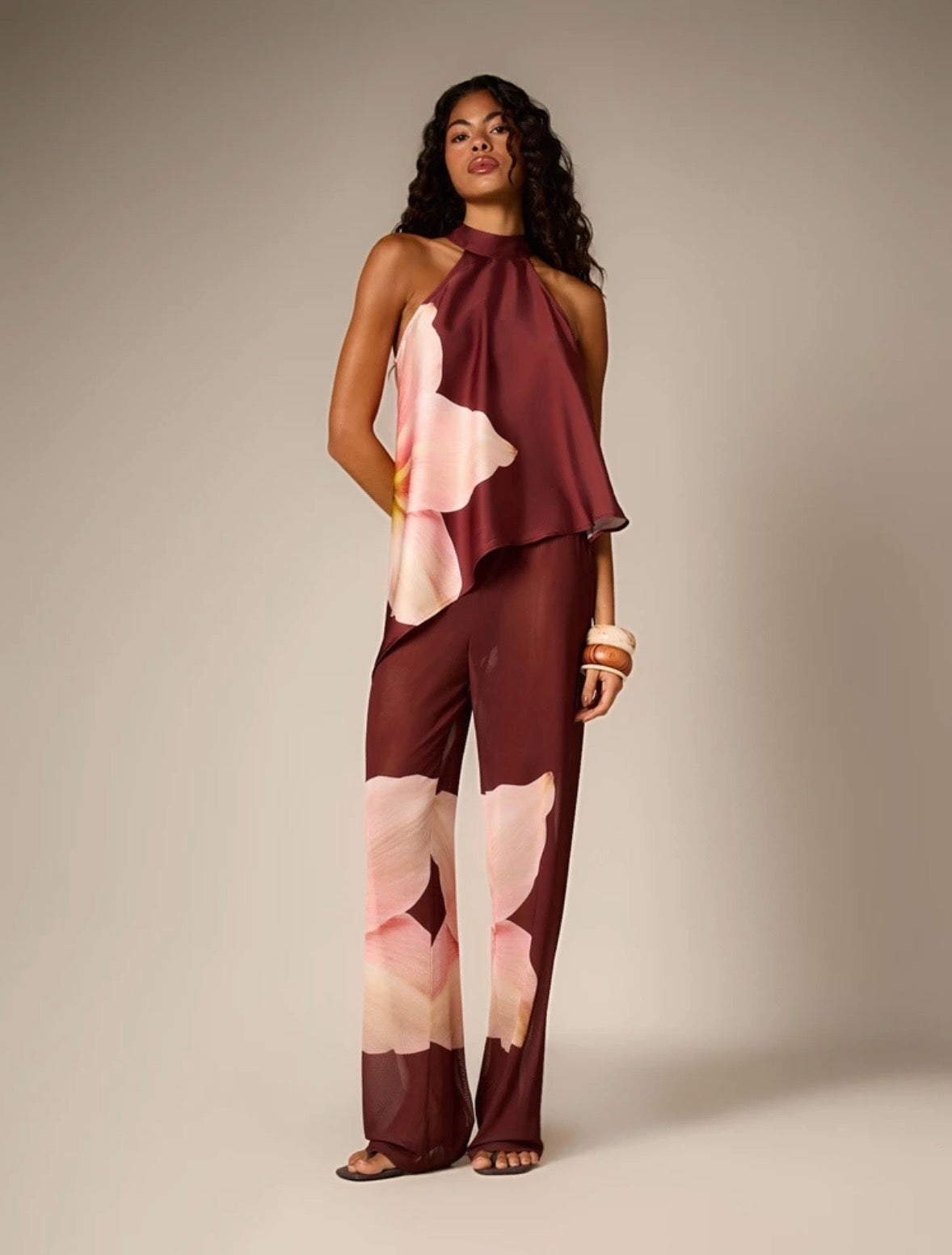 Palermo Floral Satin Halter Top