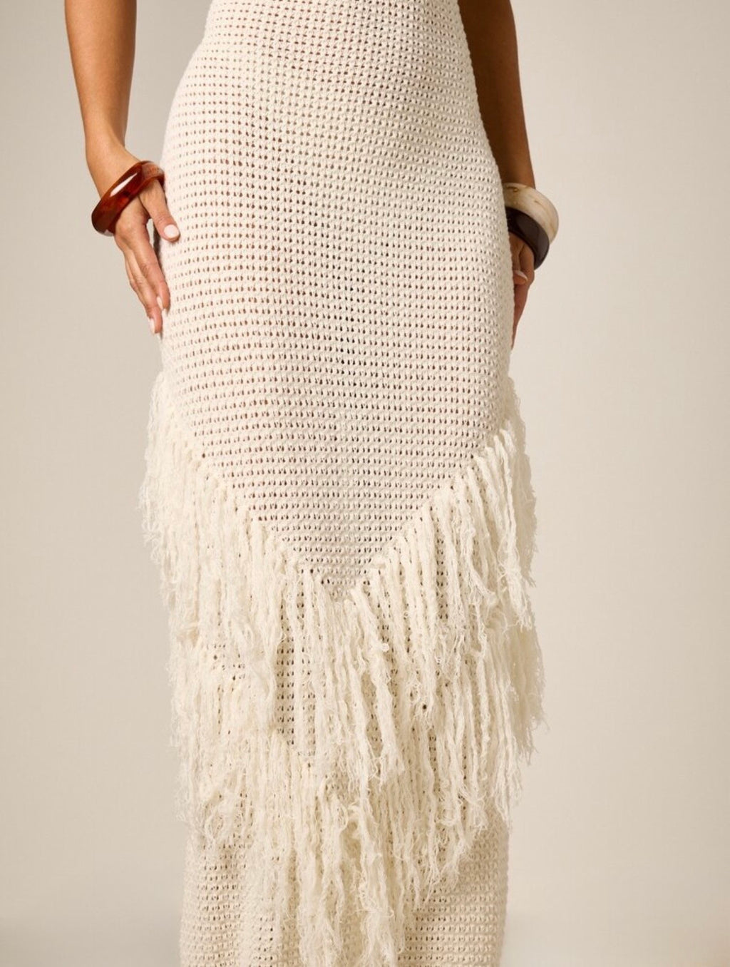 Chloe Crochet Fringe Maxi Dress