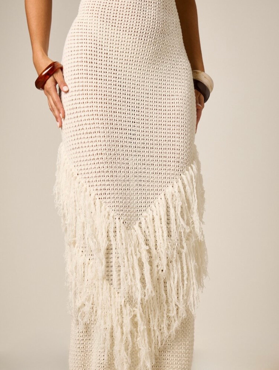 Chloe Crochet Fringe Maxi Dress