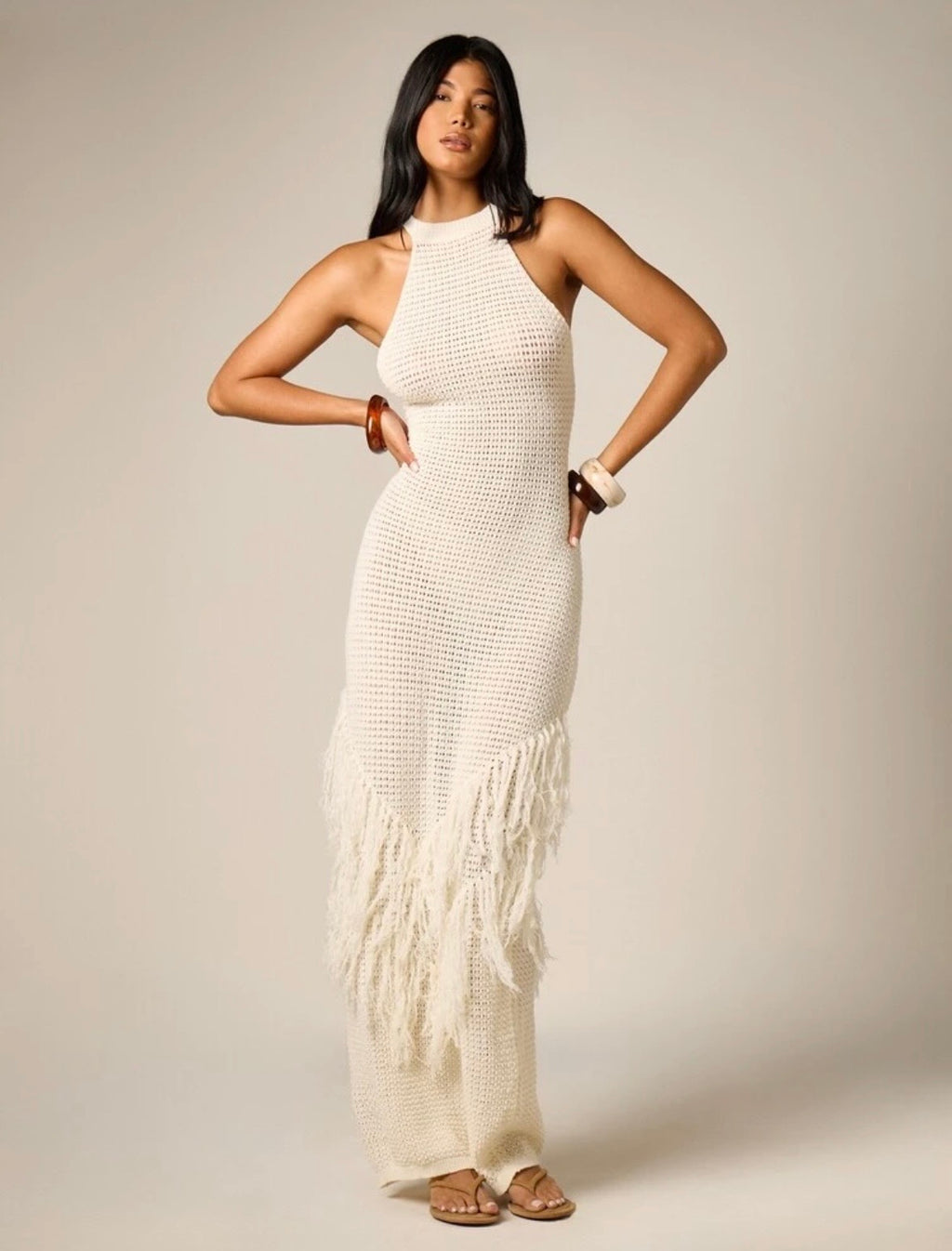 Chloe Crochet Fringe Maxi Dress