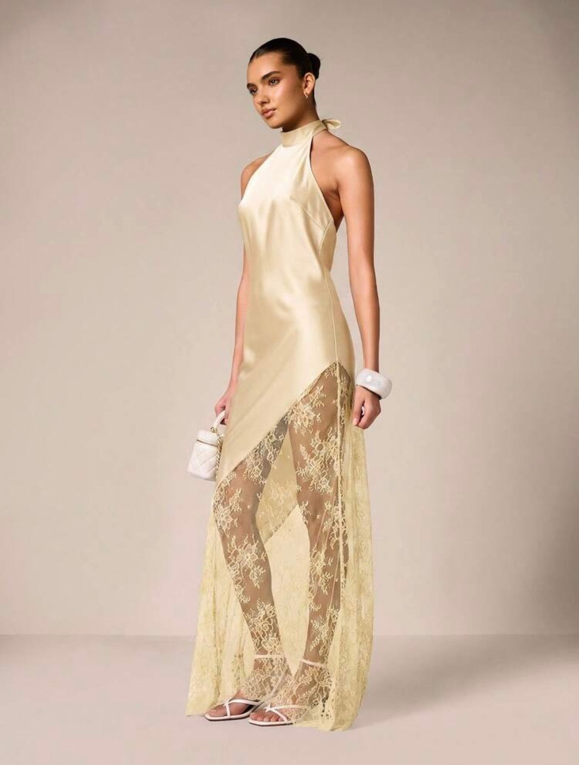 Patricia Satin Lace Maxi Dress