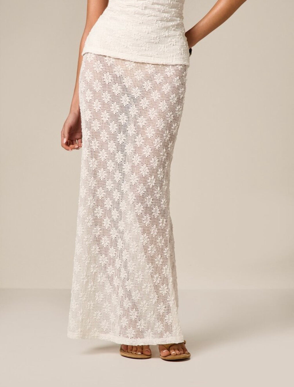Julia Textured Top & Lace Maxi Skirt Set
