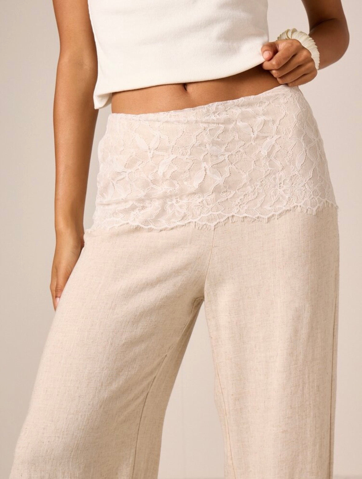 Madison Linen Lace Waistband Pants