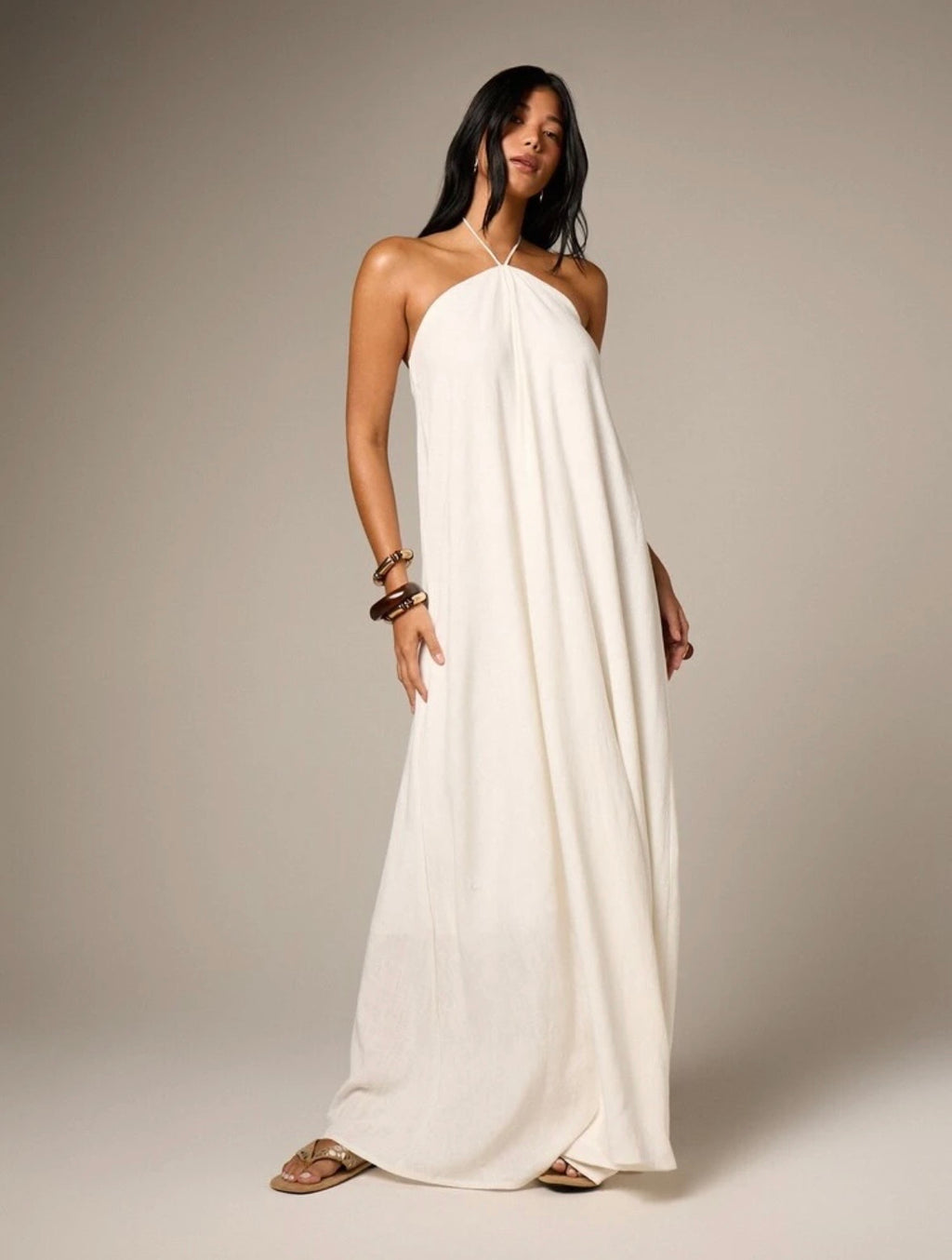 Brianna Linen Halter Maxi Dress