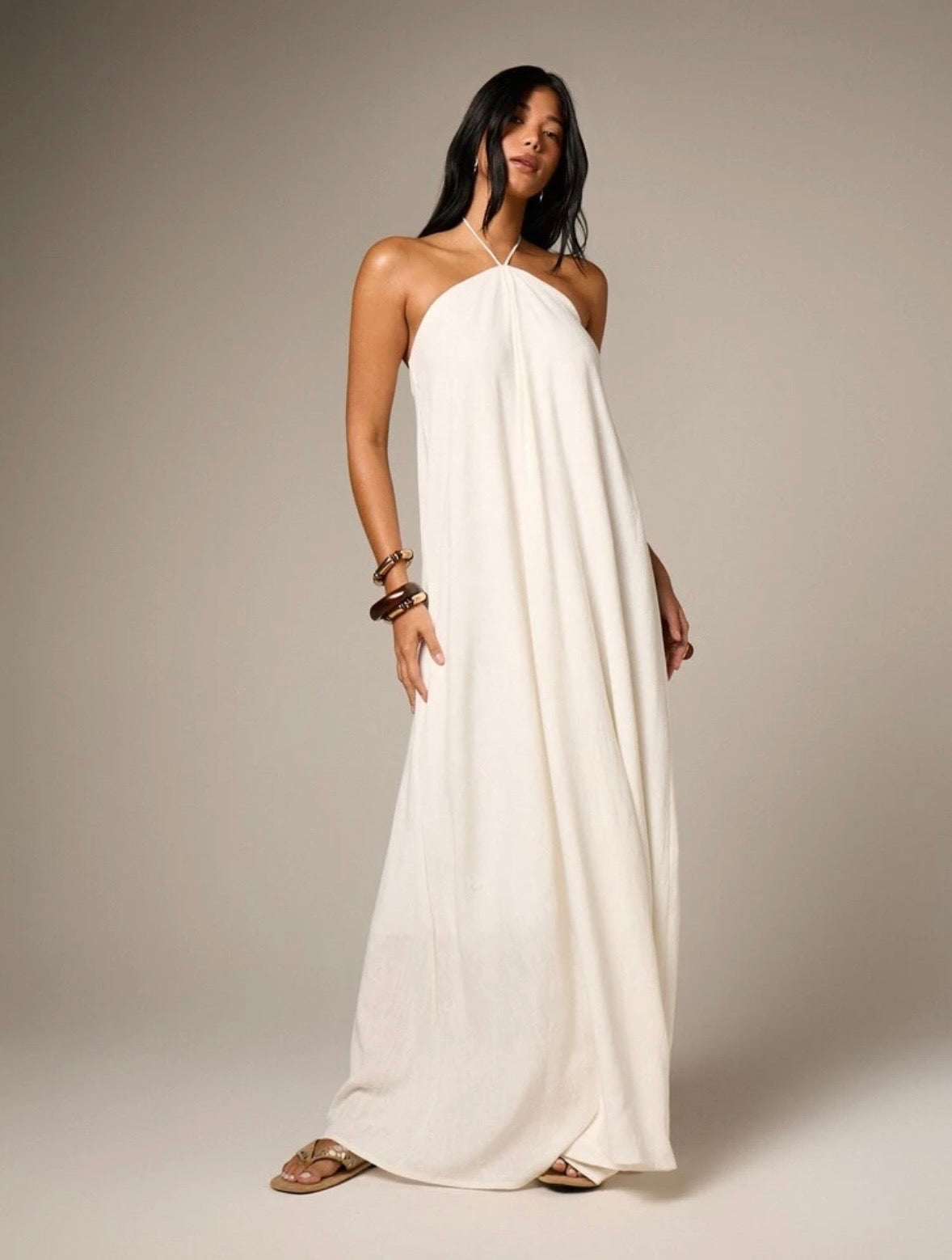 Brianna Linen Halter Maxi Dress