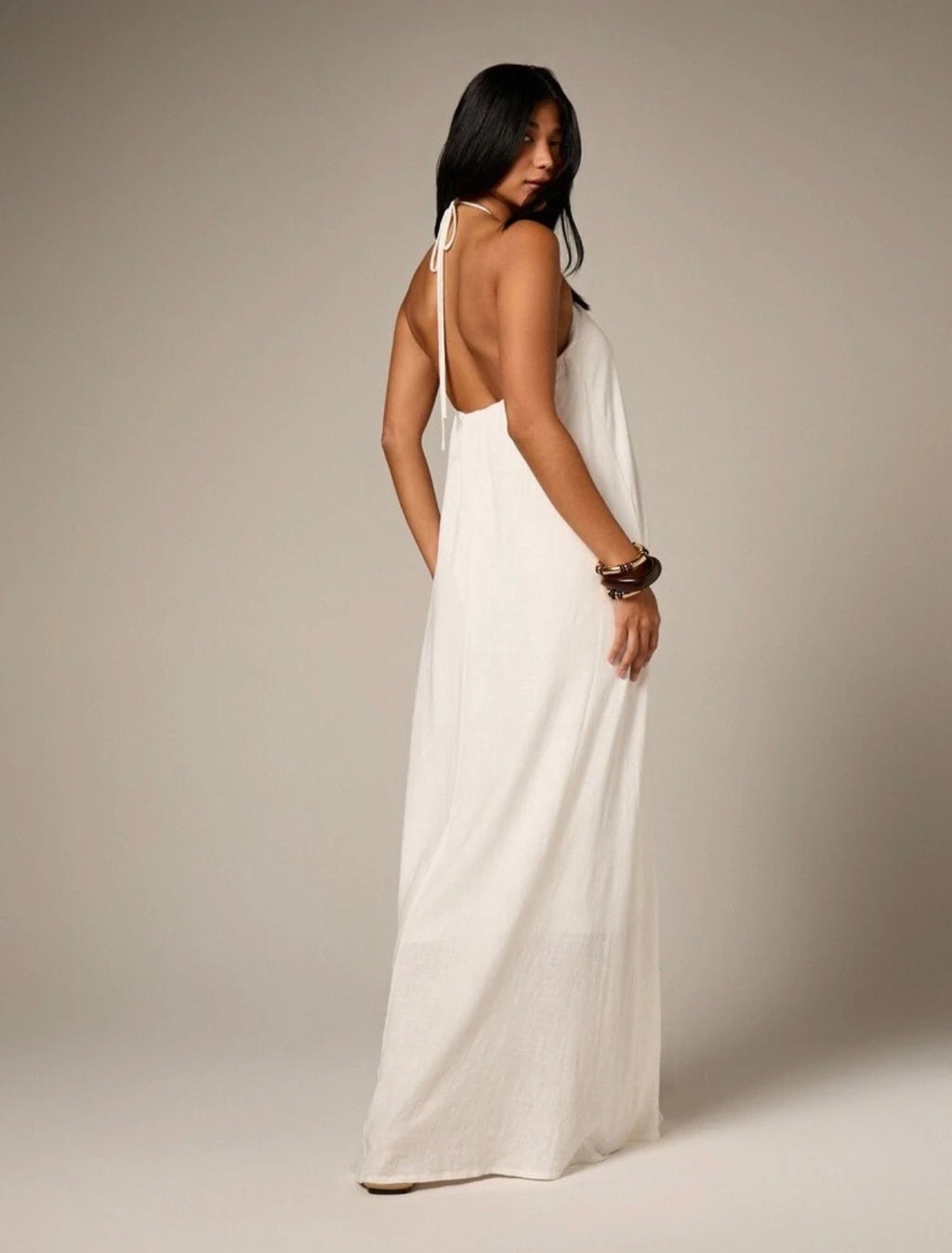 Brianna Linen Halter Maxi Dress