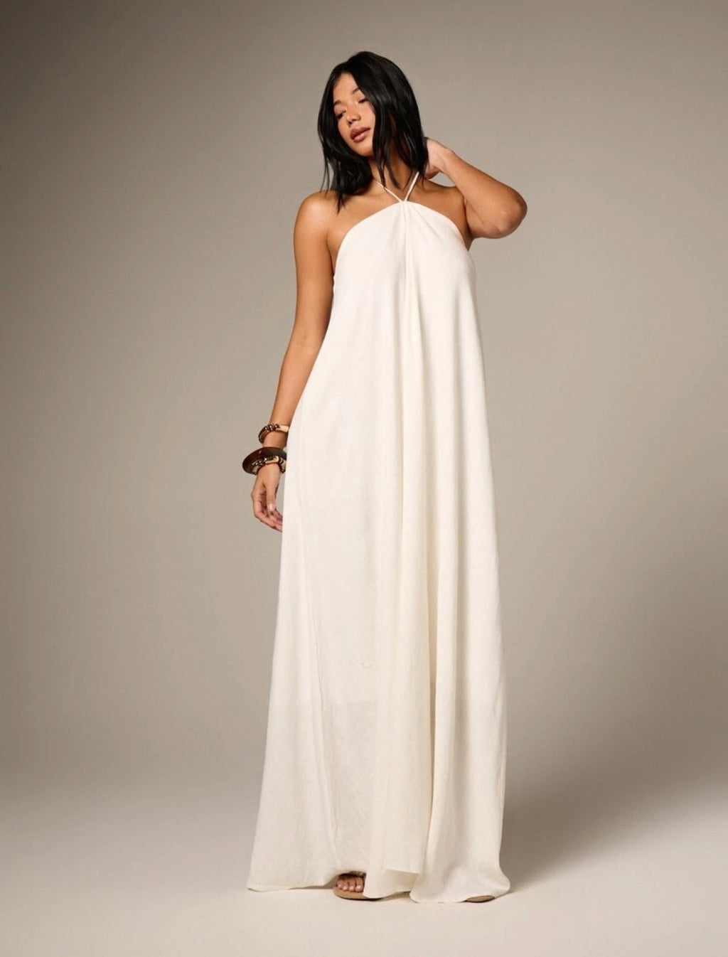Brianna Linen Halter Maxi Dress