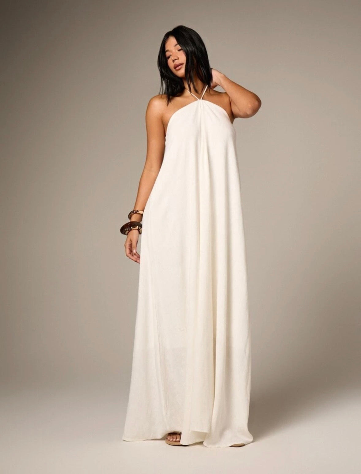Brianna Linen Halter Maxi Dress