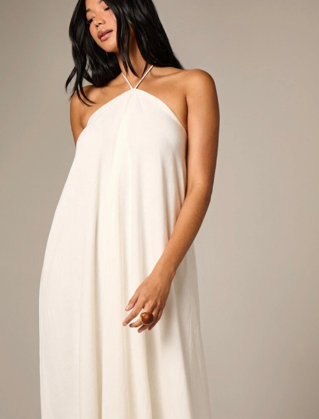 Brianna Linen Halter Maxi Dress