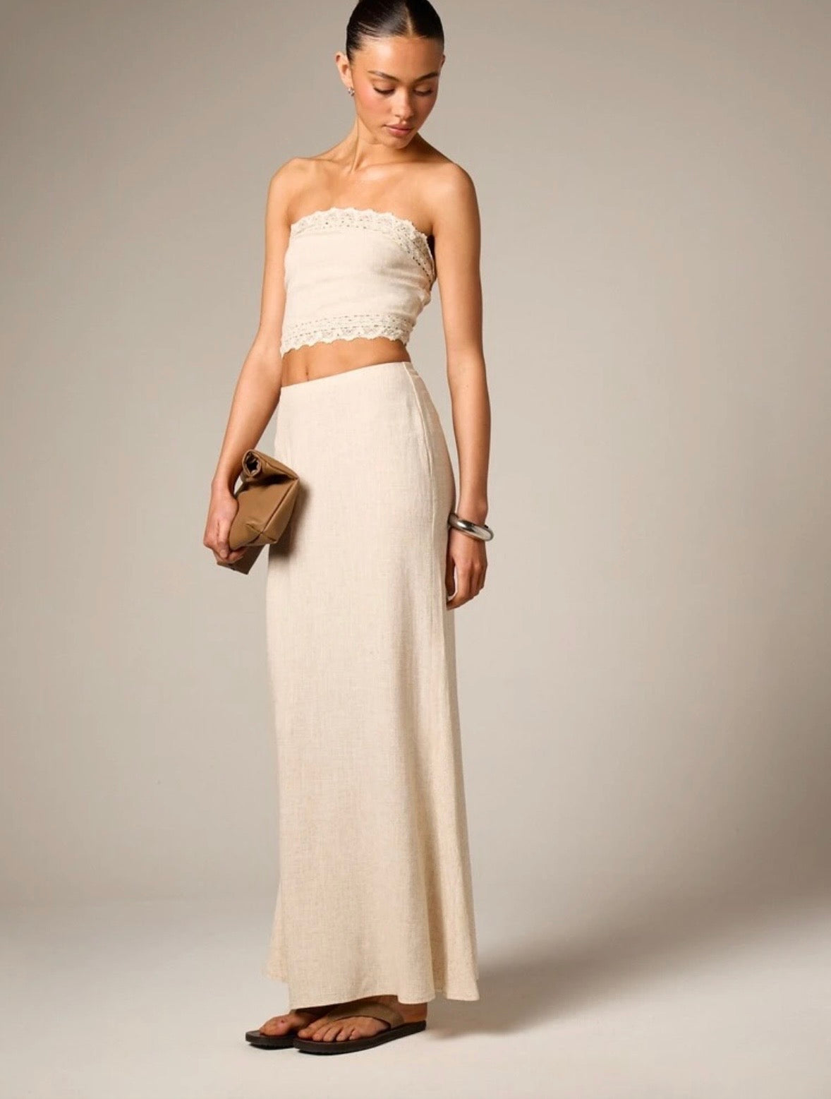 Lena Linen Blend Maxi Skirt